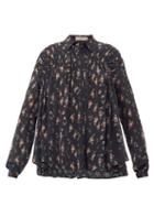 Matchesfashion.com Preen Line - Winnie Gathered Floral-print Crepe De Chine Blouse - Womens - Black Pink