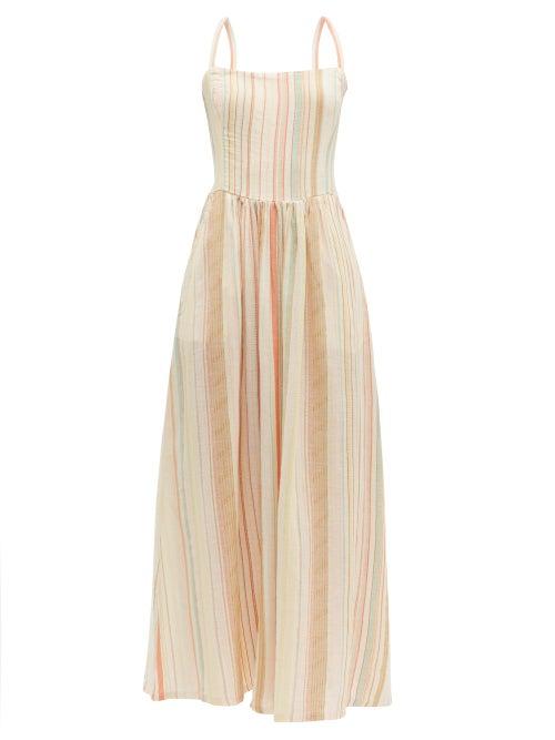 Matchesfashion.com Ace & Jig - Kennedy Tie Back Striped Cotton Dress - Womens - Ivory Multi