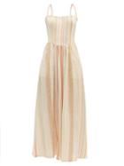 Matchesfashion.com Ace & Jig - Kennedy Tie Back Striped Cotton Dress - Womens - Ivory Multi