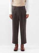 Wooyoungmi - Cropped Check-wool Suit Trousers - Mens - Grey