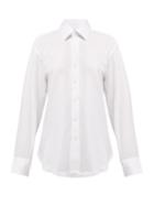 Matchesfashion.com Emma Willis - Herringbone Long Sleeved Cotton Shirt - Womens - White