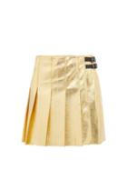 Matchesfashion.com Msgm - Eco Pleated Faux Leather Mini Skirt - Womens - Gold