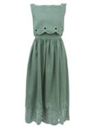 Matchesfashion.com Innika Choo - Fonda Laif Embroidered Linen Midi Dress - Womens - Green