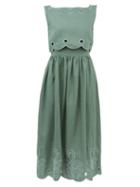 Matchesfashion.com Innika Choo - Fonda Laif Embroidered Linen Midi Dress - Womens - Green