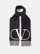 Valentino Garavani - Logo-intarsia Wool-blend Scarf - Mens - Black White