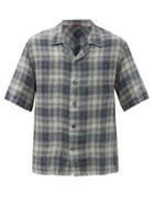 Matchesfashion.com Barena Venezia - Solana Short-sleeved Checked Linen Shirt - Mens - Dark Grey