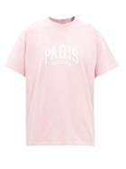 Balenciaga - Paris Logo-print Cotton-jersey T-shirt - Womens - Pink White