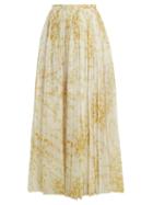 Matchesfashion.com Brock Collection - Sade Sweet Pea Print Gathered Cotton Skirt - Womens - White Print