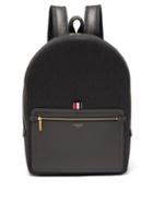 Matchesfashion.com Thom Browne - Leather Trimmed Wool Twill Backpack - Mens - Grey