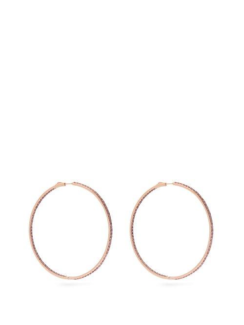 Matchesfashion.com Lynn Ban - Sapphire & Rose Gold Plated Hoop Earrings - Womens - Pink