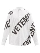 Vetements - Logo-print Cotton-poplin Shirt - Mens - White
