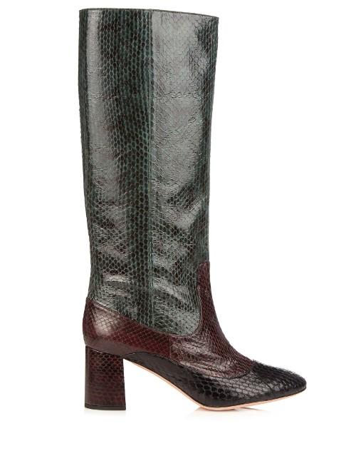 Rochas Block-heel Snakeskin Boots