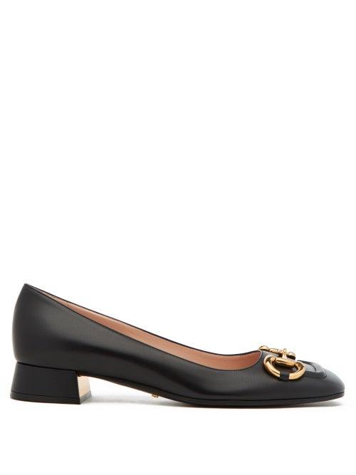 Gucci - Horsebit Leather Flats - Womens - Black