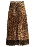 Redvalentino Pleated Leopard-print Midi Skirt