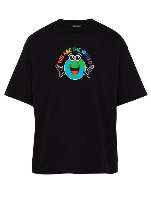 Matchesfashion.com Balenciaga - You Are The World Print Cotton T Shirt - Mens - Black