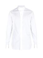 Matchesfashion.com Giorgio Armani - Stand Collar Cotton Blend Shirt - Mens - White