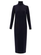 Matchesfashion.com Allude - Roll-neck Wool-blend Sweater Dress - Womens - Navy