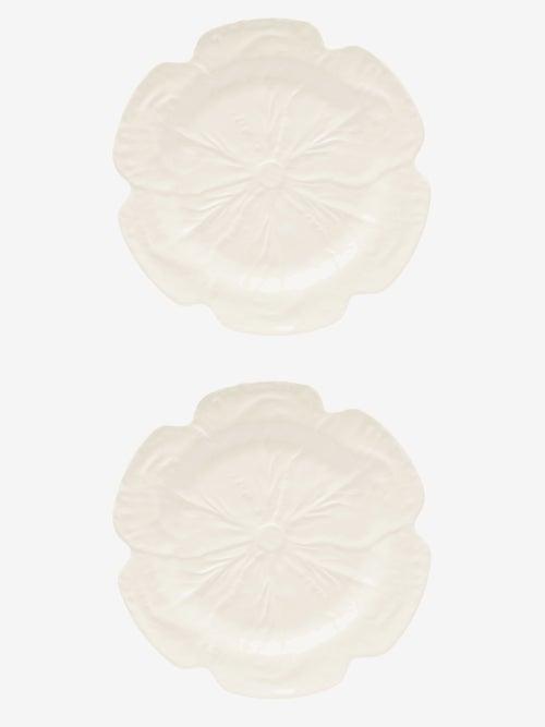 Bordallo Pinheiro - Set Of Two Cabbage Earthenware Charger Plates - Ivory