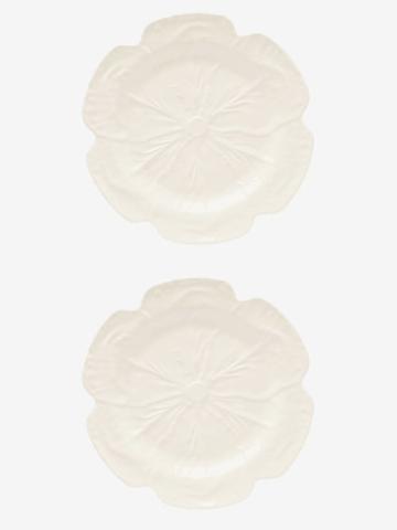 Bordallo Pinheiro - Set Of Two Cabbage Earthenware Charger Plates - Ivory