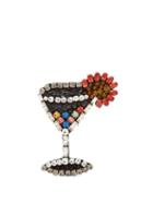 Matchesfashion.com No. 21 - Crystal Embellished Cocktail Glass Brooch - Womens - Multi
