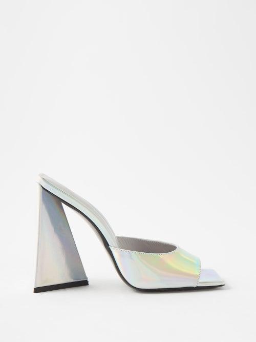 The Attico - Devon 115 Iridescent-leather Mules - Womens - Silver