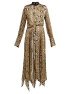 Matchesfashion.com Petar Petrov - Dehli Python Print Silk Chiffon Dress - Womens - Beige Multi