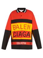 Balenciaga Long-sleeved Logo-print Cotton Polo Shirt