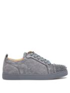 Christian Louboutin - Louis Junior Spike-embellished Suede Trainers - Mens - Grey