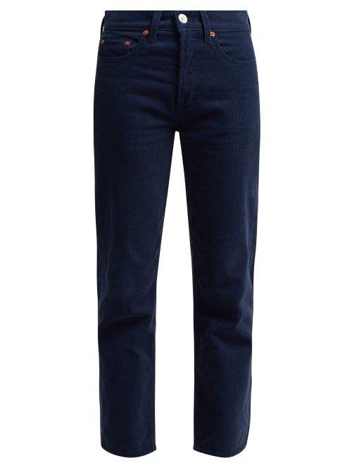 Matchesfashion.com Re/done Originals - High Rise Stovepipe Corduroy Jeans - Womens - Navy