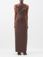 Christopher Esber - Asymmetric Cowl-neck Jersey Maxi Dress - Womens - Brown