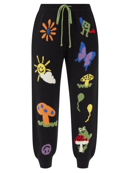 The Elder Statesman - X Mordechai Rubinstein Psych Cashmere Track Pants - Womens - Black Multi