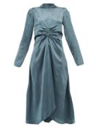 Matchesfashion.com Sies Marjan - Nara Ruched Satin Dress - Womens - Dark Grey