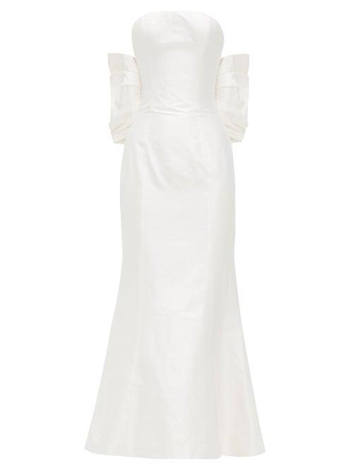 Matchesfashion.com Rasario - Bow-back Silk-shantung Gown - Womens - White