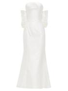 Matchesfashion.com Rasario - Bow-back Silk-shantung Gown - Womens - White
