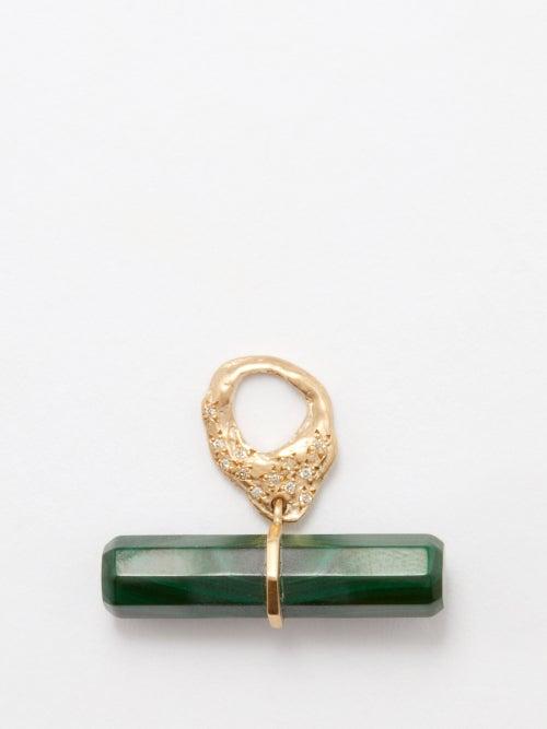 Pascale Monvoisin - Iman Diamond, Malachite & 9kt Gold Charm - Womens - Gold Multi