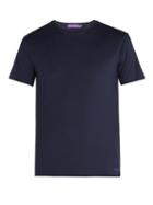 Matchesfashion.com Ralph Lauren Purple Label - Logo Embroidered Short Sleeved Cotton T Shirt - Mens - Navy