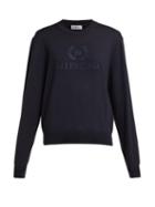 Matchesfashion.com Balenciaga - Logo Embroidered Wool Sweater - Womens - Navy