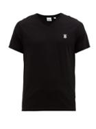 Matchesfashion.com Burberry - Monogram Embroidered V Neck Cotton T Shirt - Mens - Black