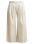Matchesfashion.com Nili Lotan - Lisbon Wide Leg Cotton Twill Trousers - Womens - White
