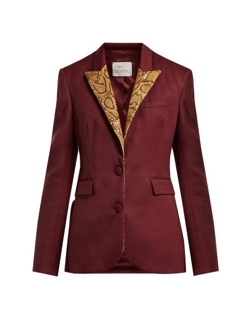 Matchesfashion.com Hillier Bartley - Single Breasted Python Effect Blazer - Womens - Burgundy Multi