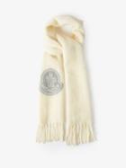 Moncler - Logo-jacquard Fringed Scarf - Womens - Cream Multi