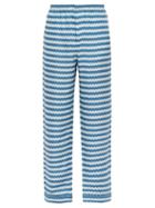 Matchesfashion.com All At Sea - Wave Print Silk Pyjama Trousers - Mens - Blue