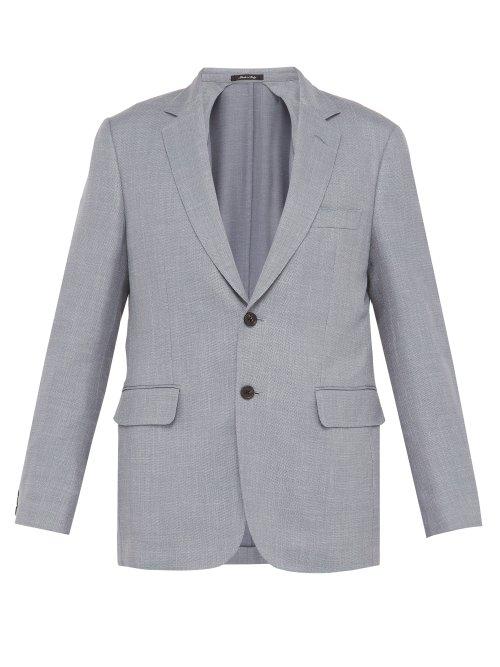 Matchesfashion.com Dunhill - Single Breasted Wool Blend Blazer - Mens - Blue