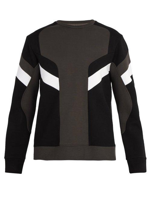 Matchesfashion.com Neil Barrett - Panelled Crew Neck Sweatshirt - Mens - Dark Grey
