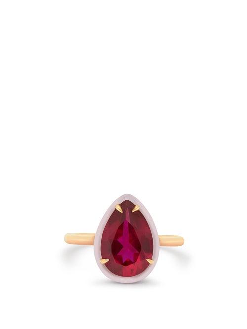 Matchesfashion.com Alison Lou - Lab-ruby, Enamel & 14kt Gold Ring - Womens - Pink