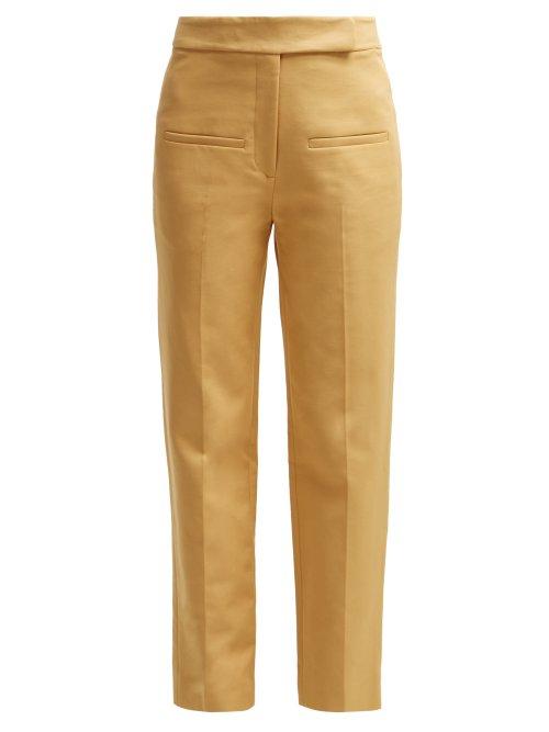 Matchesfashion.com Khaite - Coco Cropped Cotton Twill Trousers - Womens - Beige