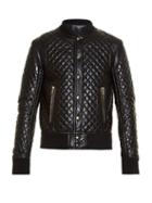 Balmain Diamond-quilted Leather Bomber Jacket