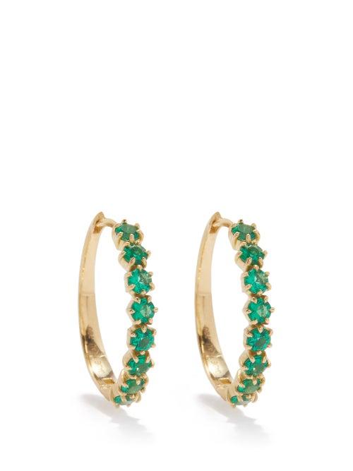 Jade Trau - Catherine Emerald & 18kt Gold Huggie Earrings - Womens - Yellow Gold
