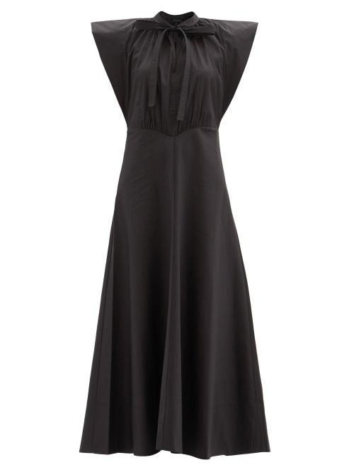 Matchesfashion.com Lee Mathews - Maleo Cotton-blend Poplin Maxi Dress - Womens - Black