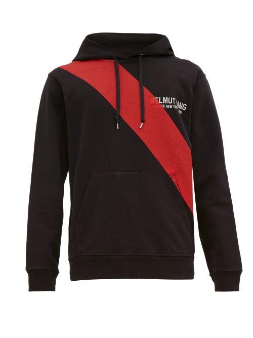 Matchesfashion.com Helmut Lang - Sash Print Logo Embroidered Hooded Sweatshirt - Mens - Black Multi